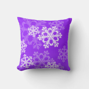 Cute purple and white Christmas snowflakes Cushion