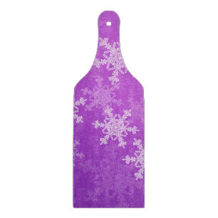 Cute purple and white Christmas snowflakes Cutting Board