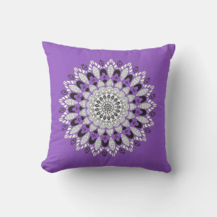 Cute Purple and white Mandala Flower Design  Cushion