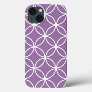 Cute Purple and White Overlapping Circles Pattern iPhone 13 Case