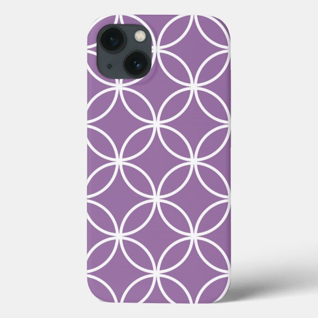 Cute Purple and White Overlapping Circles Pattern Case-Mate iPhone Case (Back)