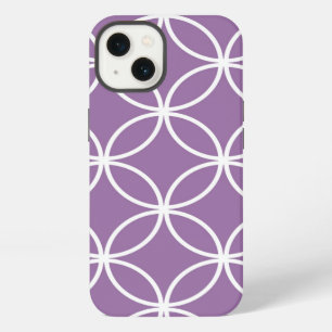 Cute Purple and White Overlapping Circles Pattern iPhone 13 Case