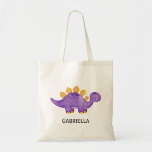 Cute Purple and Yellow Dinosaur Personalise  Tote Bag