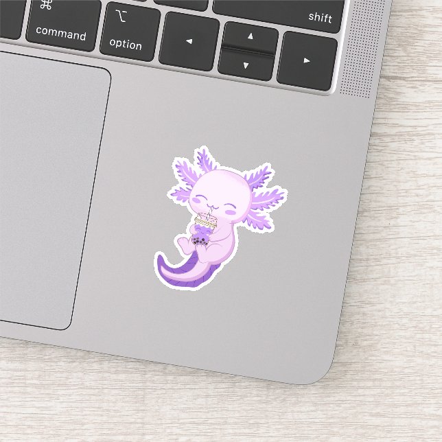 Cute Purple Axolotl Boba Bubble Tea (Detail)