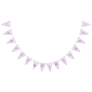 Cute Purple Axolotl Boba Tea Kids Birthday Bunting