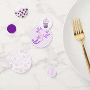 Cute Purple Axolotl Boba Tea Kids Birthday Party Confetti