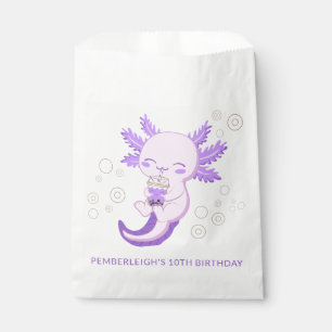 Cute Purple Axolotl Bubble Boba Tea Birthday Party Favour Bag