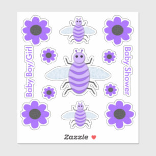 Cute Purple Baby Bee Gender Neutral Baby Shower
