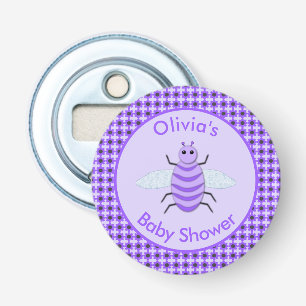 Cute Purple Baby Bee Gender Neutral Baby Shower Bottle Opener