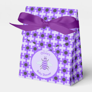 Cute Purple Baby Bee Gender Neutral Baby Shower Favour Box