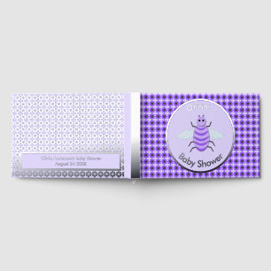 Cute Purple Baby Bee Gender Neutral Baby Shower Guest Book