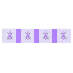 Cute Purple baby Bee Gender Neutral Baby Shower Short Table Runner
