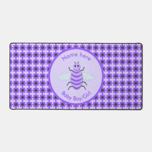Cute Purple Baby Bee Gender Neutral Custom Desk Mat
