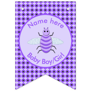 Cute Purple Baby Bee Gender Neutral Nursery Room Bunting