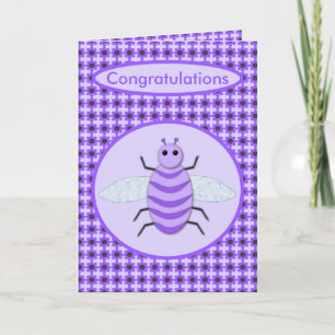 Cute Purple Baby Bee Gender Reveal Neutral Card