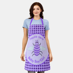 Cute Purple baby Bee Gender Reveal Neutral Custom Apron