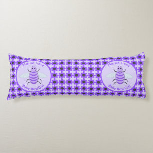 Cute Purple Baby Bee Gender Reveal Neutral Custom Body Cushion