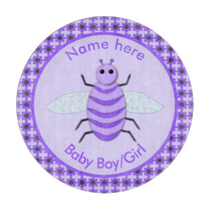 Cute Purple Baby Bee Gender Reveal Neutral Custom Cutting Board
