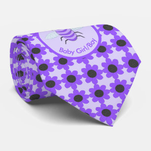 Cute Purple Baby Bee Gender Reveal Neutral Custom Tie