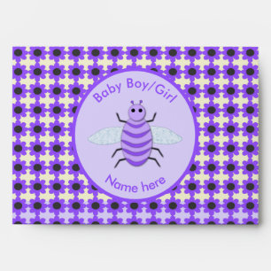 Cute Purple Baby Bee Gender Reveal Neutral Envelope