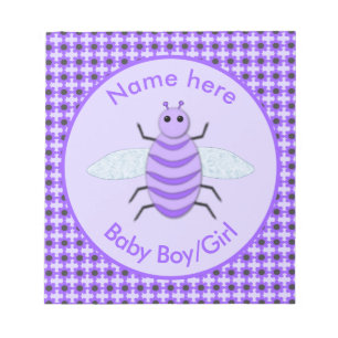 Cute Purple Baby Bee Gender Reveal Neutral Notepad