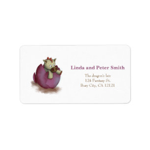 Cute purple baby dragon address labels
