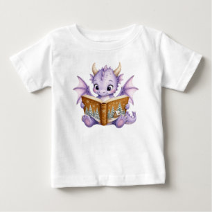 Cute Purple Baby Dragon Reading Storybook Kids  T-Shirt