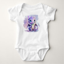 Cute Purple Baby Dragon Watercolor