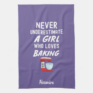 Cute Purple Baking Gift For Kids Little Girl Baker Tea Towel