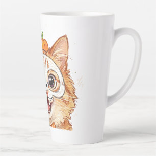 Cute Purple Bat Halloween Coloured Pencil Illustra Latte Mug