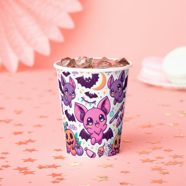 Cute purple bats halloween candy paper cups (Insitu)