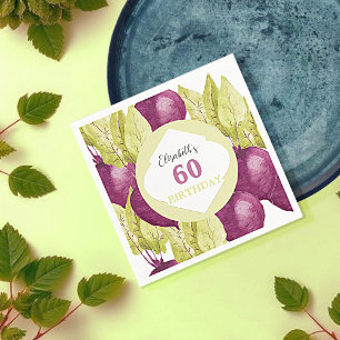 Cute Purple Beets Watercolor Art Personalised Napkin