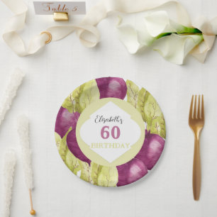 Cute Purple Beets Watercolor Art Personalised Paper Plate