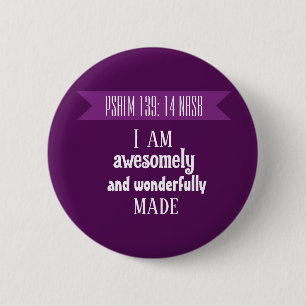 Cute Purple Bible Verse Positive Affirmation 6 Cm Round Badge