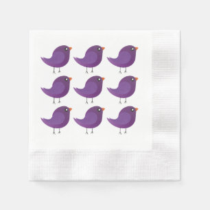 Cute Purple Bird Illustration Napkin