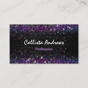 Cute purple black faux glitter appointment card