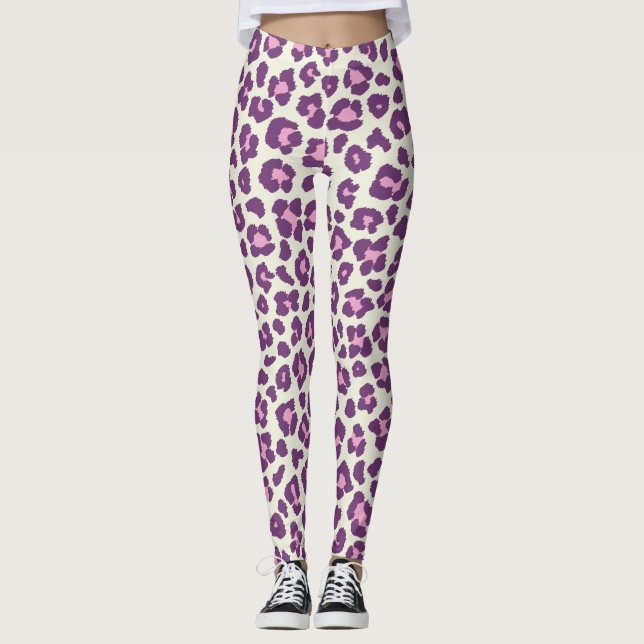 Cute Purple Bold and Beautiful Leopard Animal  Leggings (Front)