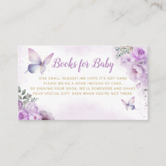 Cute Purple Books for Baby Butterfly Baby Shower Enclosure Card