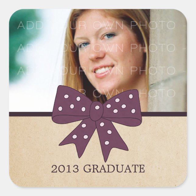 Cute Purple Bow Graduation Stickers (Front)