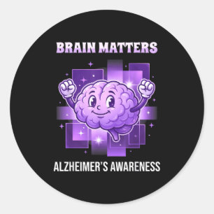 Cute purple brain alzheimer’s awareness classic round sticker