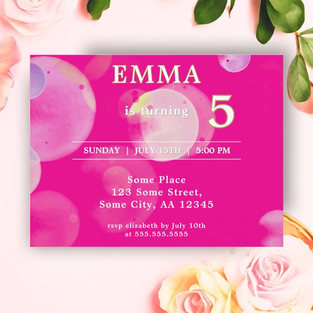 Cute Purple Bubbles Kids Birthday Party Invitation (Creator Uploaded)