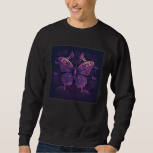 Cute Purple Butterfly Illustration Retro Minimal W Sweatshirt