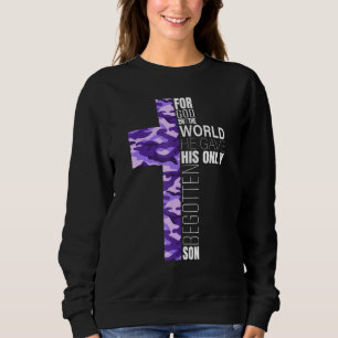 Cute Purple Camo Christian Cross Women Men Kids Ve Sweatshirt