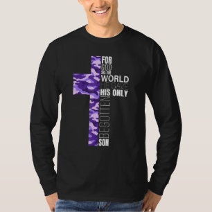 Cute Purple Camo Christian Cross Women Men Kids Ve T-Shirt