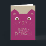 Cute Purple Cat Birthday Card<br><div class="desc">Cute,  funny purple cat illustration with tan background and charming "Happy Birthday" text.</div>