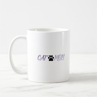Cute Purple Cat Mum Paw Print Coffee Mug | Kitten