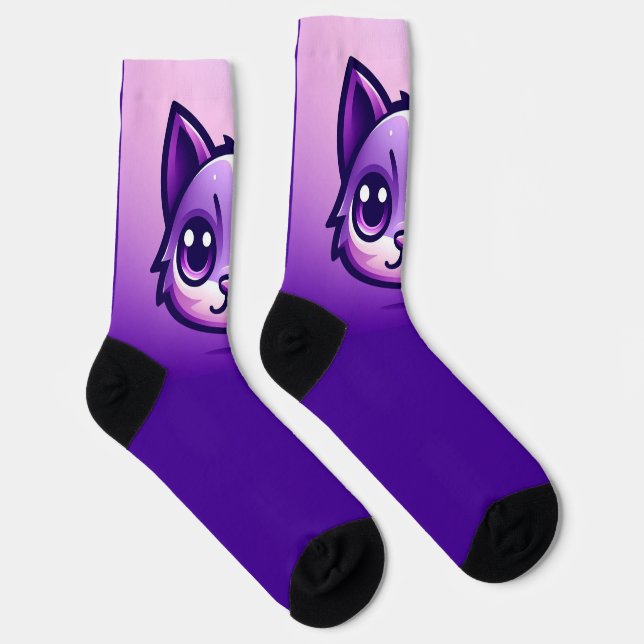 Cute Purple Cat Socks