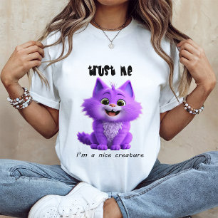 Cute Purple Cat   Trust Me I'm a Nice Creature T-Shirt