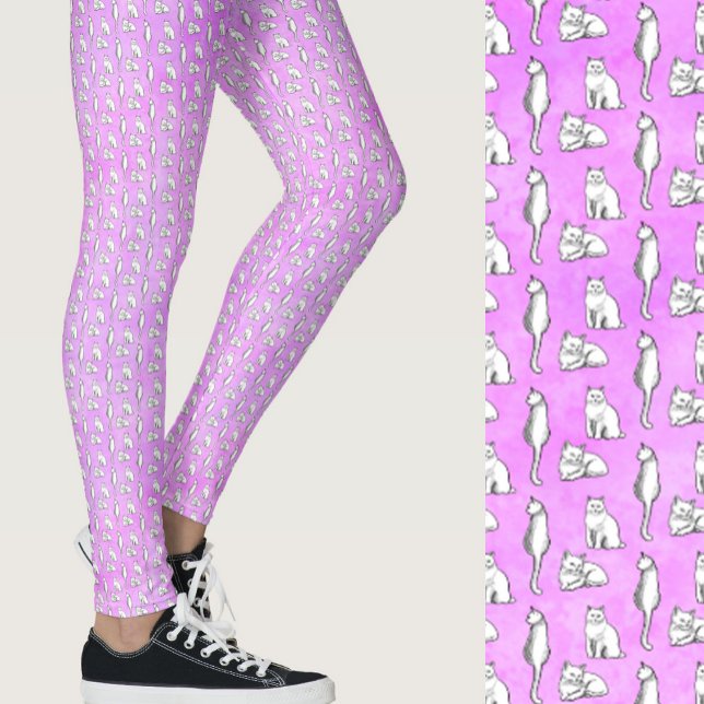 Cute Purple Cats Whimsical Patterned Leggings (Creator Uploaded)