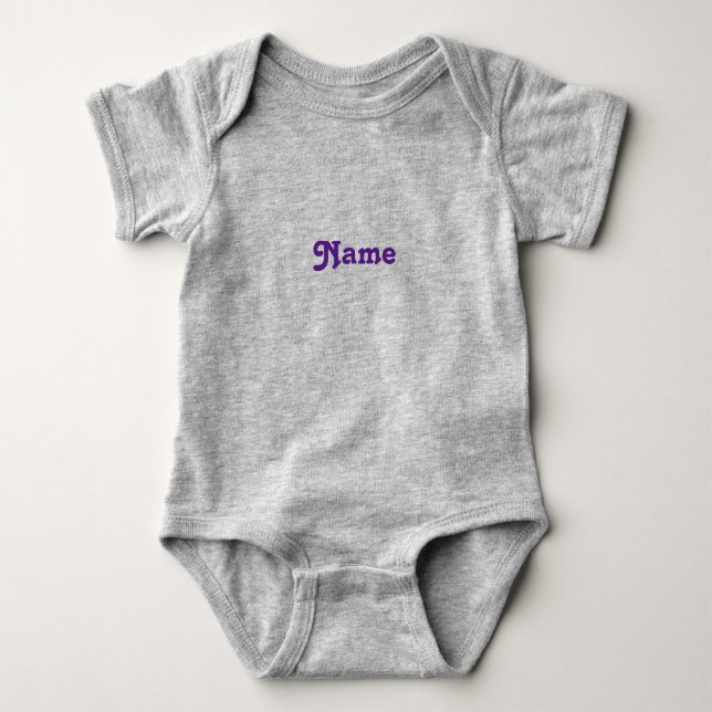 Cute purple custom name text monogram baby bodysuit (Front)